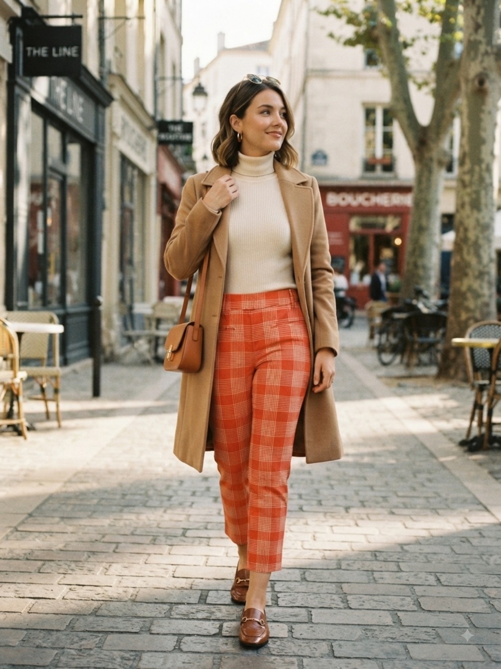 Maeve | Anthropologie | Orange Plaid Cropped Ponte Pants | Sz 6
